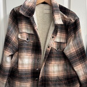 Lucky Brand Women's Plaid Sherpa Jacket - L